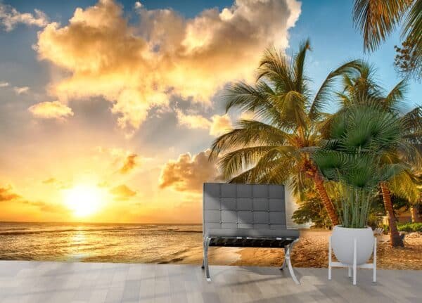 3D wallpapers A palm trees on a beach