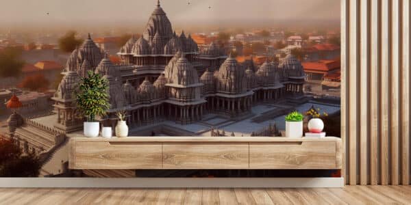 Beautiful Cinematic View of Ram Mandir Wallpaper for Home