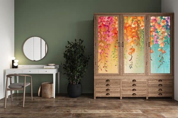 Beautiful Hanging Flowers Furniture 3D Wallpaper