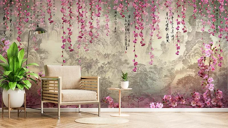 Beautiful Hanging Sakura Vines Wallpaper Mural M 1 2