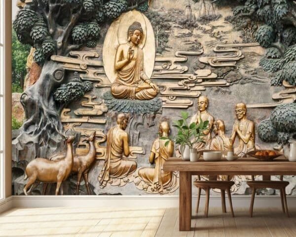 3D matlic desine budha wallpaper