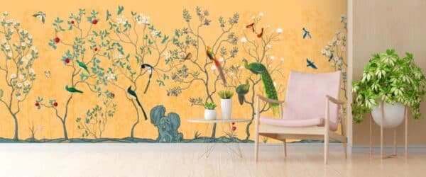 Chinoiserie Vintage Floral and Birds Wallpape