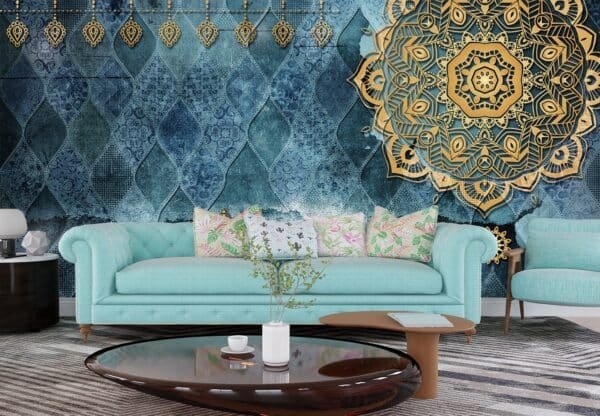 Mandala Design Gold Damask 3D Wallpaper Mural