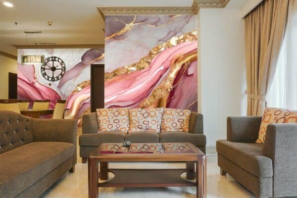 Pink Gold Marble 3D Wallpaper Mural