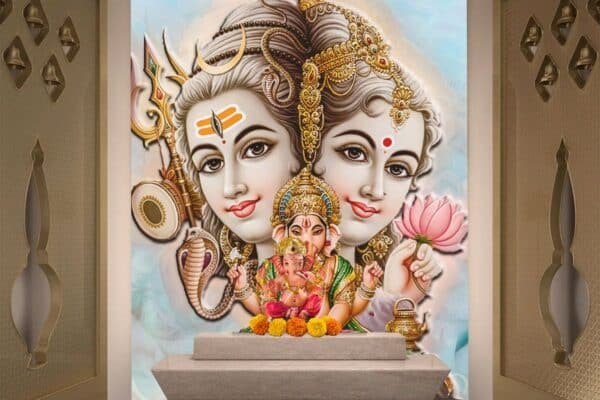 Shiv Parvati and Ganesha Wallpaper for Home Walls