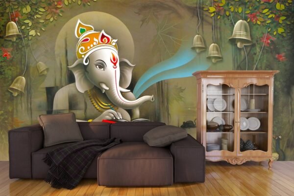 Viggnaharta Lord Ganesha 3D Wallpaper Mural