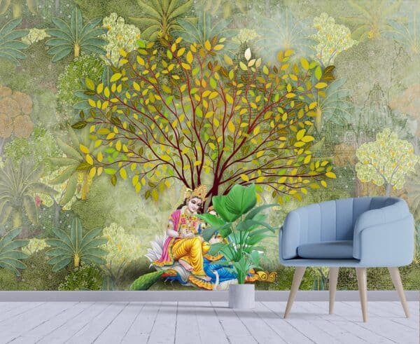 Yugal Chhavi Serene Radha Krishna Wallpaper Mural