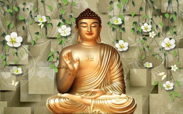 Buddha Wall Sculpture 3D wallpaper for Living Room