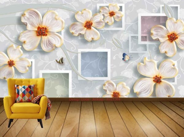 3D wallpapers for wall flower design