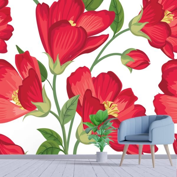 A 3D Wallpaper of Beautiful Shades of Poppy