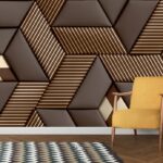 A brown and white striped pattern wallpaper
