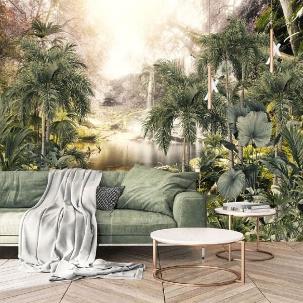 A waterfall in the jungle 3D wallpaper