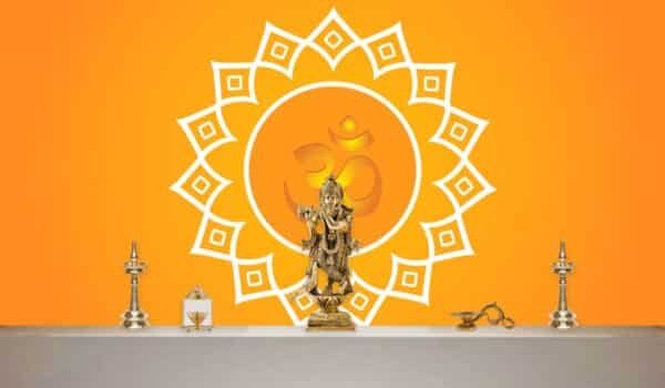 Beautiful Glowing OM Wallpaper for Pooja Room