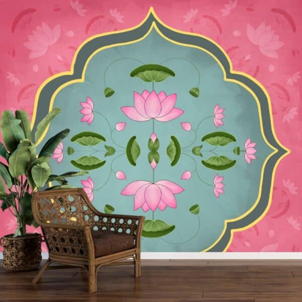 Indian Traditional Pichwai Lotus Flower Wallpaper for Wall