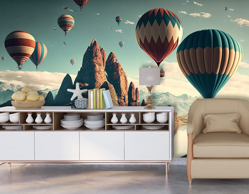 A Short Guide to Vastu-compliant Luxury 3D wallpapers for home/offec/shop/droingrooms/bad rooms/leving rooms 17 Kids Room Wallpaper A group of hot air balloons over water 17