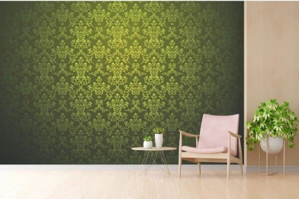 Light and Dark Green European Style Retro Damask Wallpaper for Walls