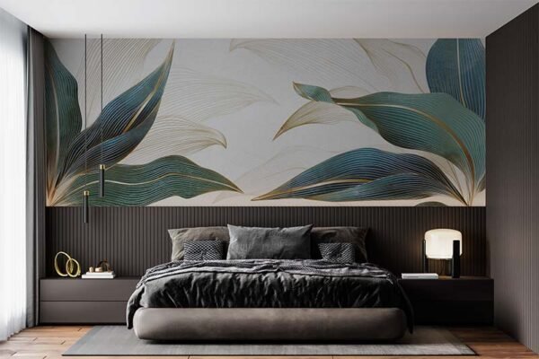 Luxury Abstract Art Leafy Gold Majesty Wallpaper Mural