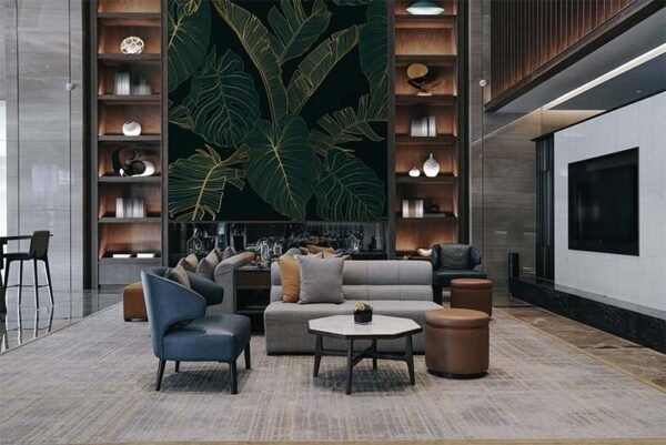 Luxury Gold and Nature Green Tropical Leaves Wallpaper Mural