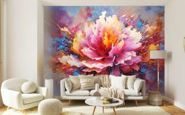 Modern Abstract Art of Lotus on Canvas Wallpaper for Wall