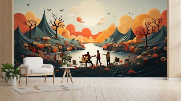 Musical Band Scenery Mural Wallpaper