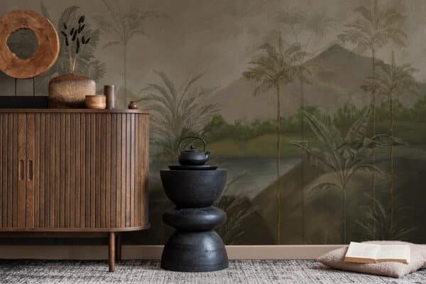 Oil Painting Effect Tropical Landscape Mural Wallpaper