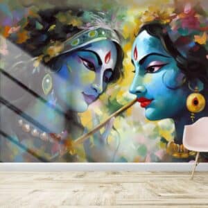 Radha Krishna Wallpaper for Wall Painting Style
