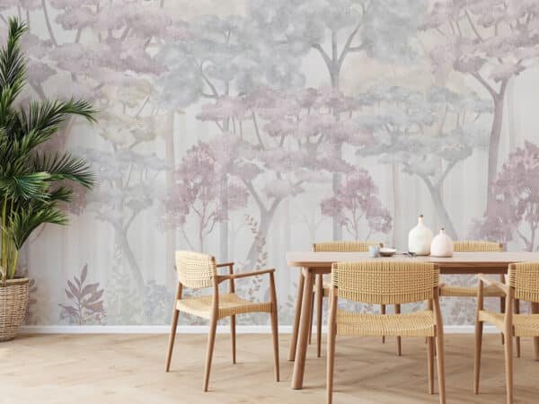 Serene Trees Colorful Forest Wallpaper