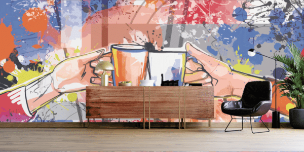 Tea and Coffepart Graffiti Wall Art Wallpaper for Wall