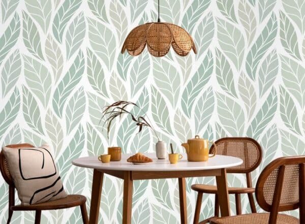 Seamless Green Leaves Patterns Wallpaper Mural