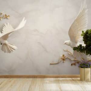 Wings of Tranquility 3D Flying Pigeons Wallpaper Mural