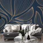 Botanical Golden Leaves Modern Design Wallpaper