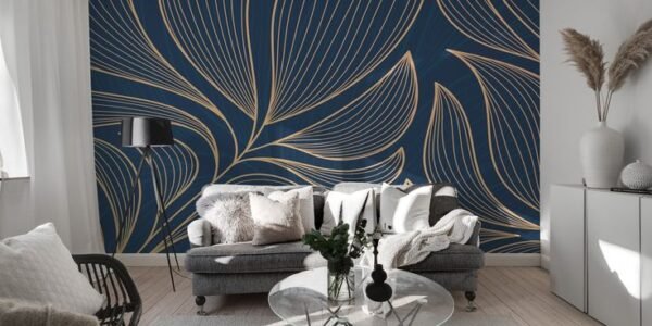 Botanical Golden Leaves Modern Design Wallpaper