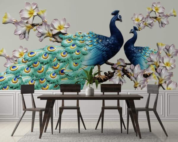 3D Wallmural Beautiful Peacock Wall Painting