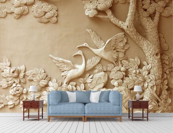 3D Wallpaper Relief Tree Stereo Wall Mural
