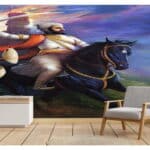 3D Chattrapati Shivaji Maharaj Wall Painting Synthetic wallpaper