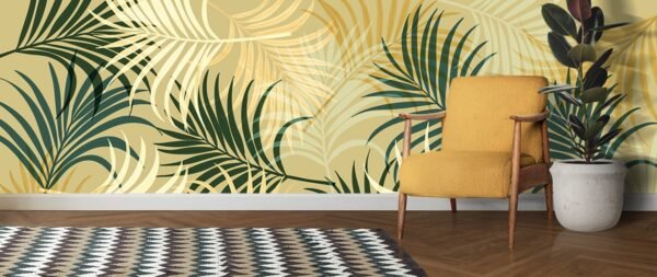 A Green and Gold Leaves Hues Wallpaper