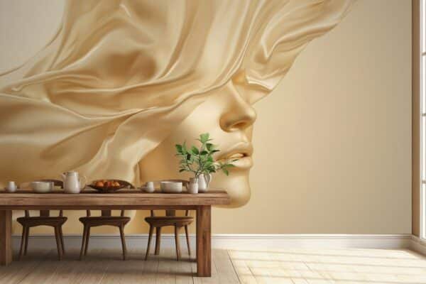 Auric Beauty Golden Aesthetic Woman Face Wallpaper Mural