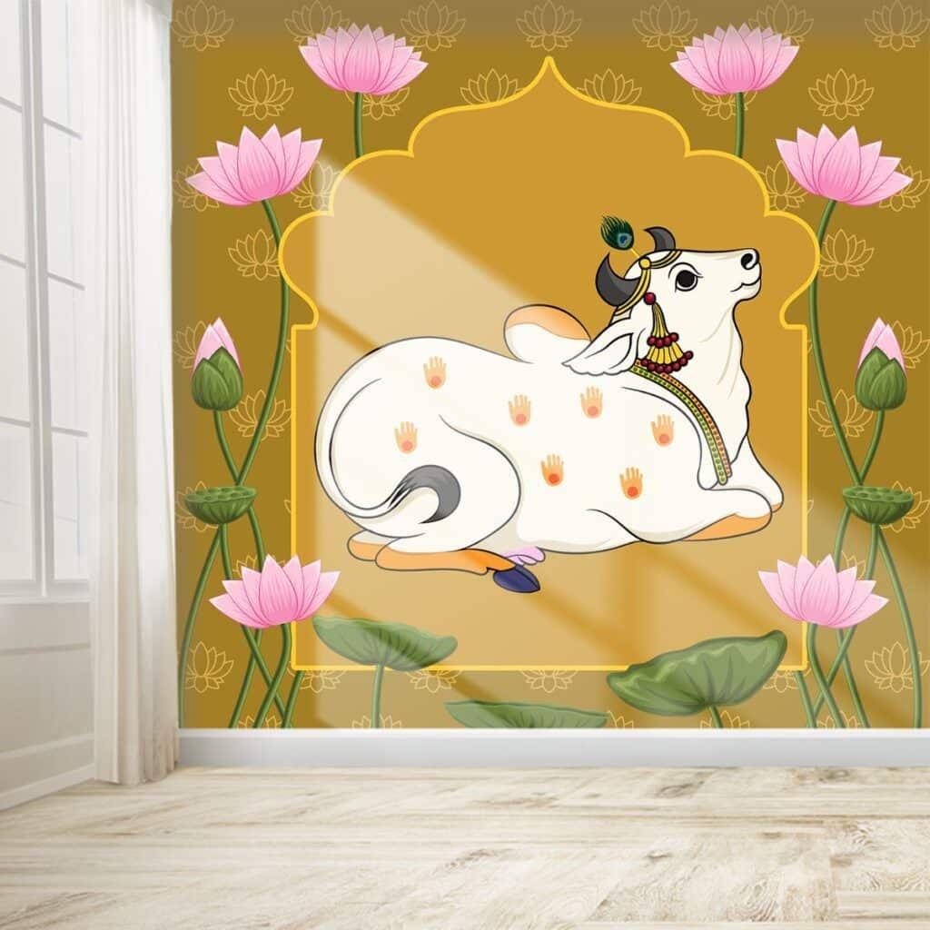 Beautiful Pichwai Cow Wallpaper for Wall