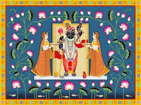 Devotees Worshipping Shreenathji Wall Mural Wallpaper