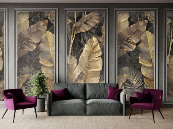 Exotic Palm and Banana Leaves Wallpaper Mural