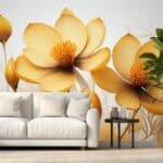 Golden Jasmine Flowers Wallpaper Mural