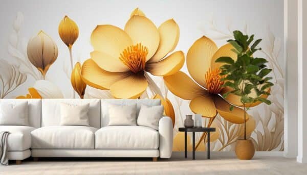 Golden Jasmine Flowers Wallpaper Mural