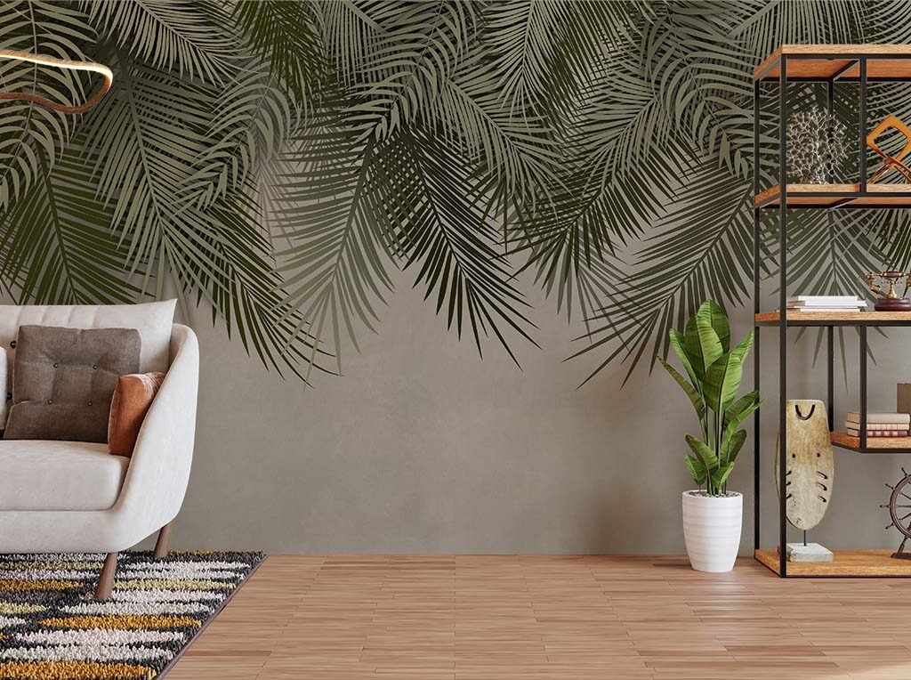 Serene Hanging Palm Leaves Wallpaper Mural