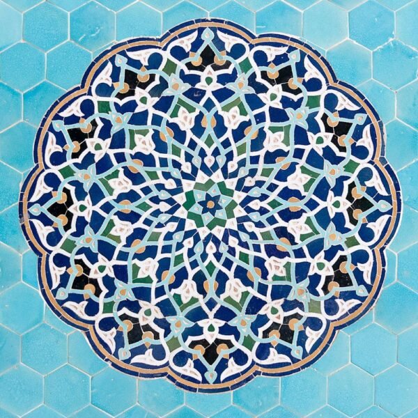 Graceful Traditional Ceramic Mosaic Wallpaper Mural.