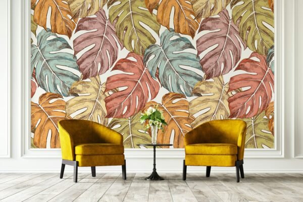 A colorful leaves on a white background