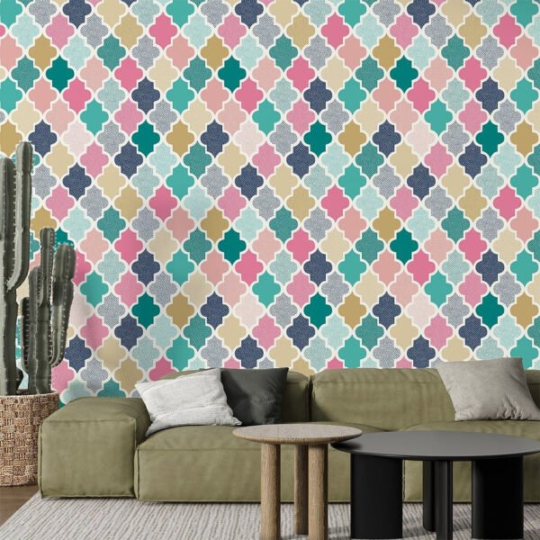 Doodle Dots Modern Moroccon Pattern Wallpaper