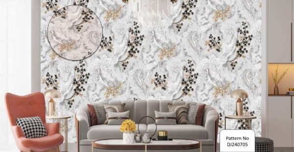 3D Rolls Wallpaper Texture with Flowers