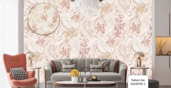 3D Rolls Wallpaper Texture with Flowers