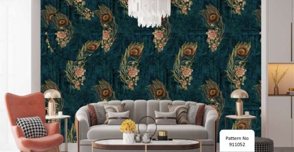 3d blue color peacock feather wallpaper