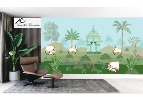 Gauri Pichwai Cows Wall Wallpaper